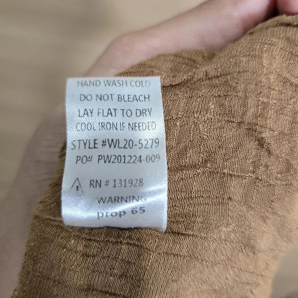 Solai The Label Dress Womens Size Large Tiered Mini Plunging V-Neck Camel Brown - Picture 9 of 9